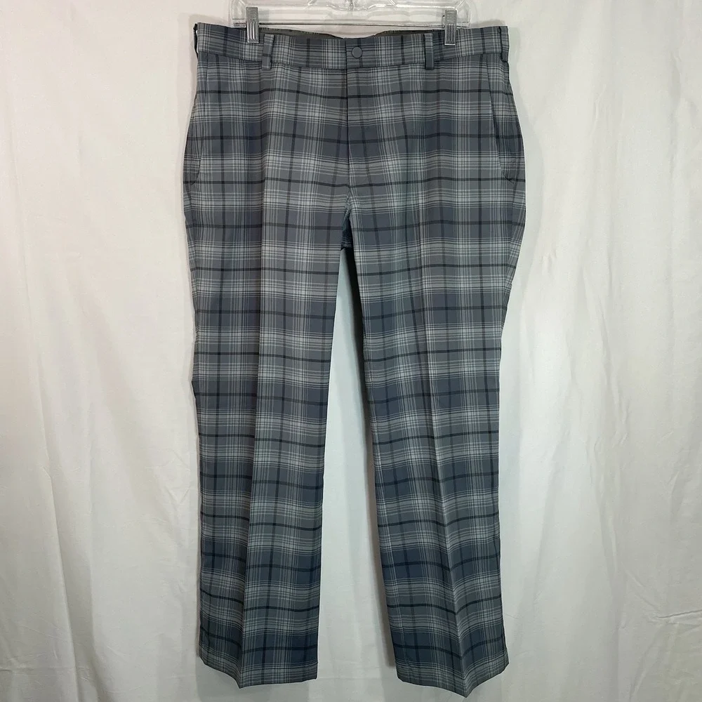 Nike Golf Tour Performance Active Pants‎ 36 x 28 Gray Plaid Dri-Fit Lightweight
